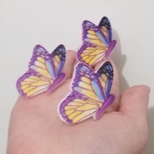 EUC purple and yellow butterfly rings